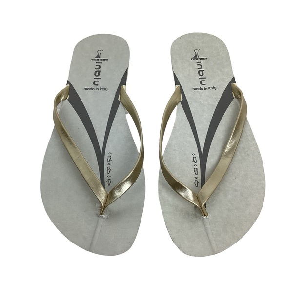 Inblu Bluflex Thong Sandals Gold Silver made in Italy - Picture 1 of 6